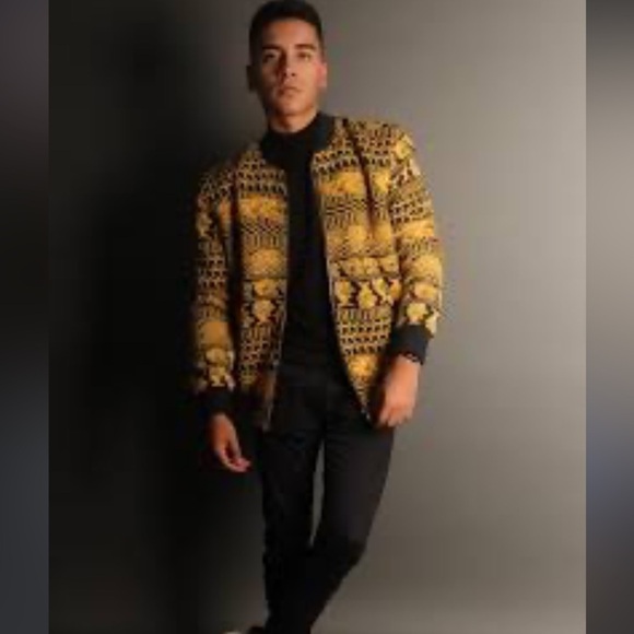 Zara Mens PADDED JACQUARD BOMBER JACKET Size Large - Picture 2 of 15